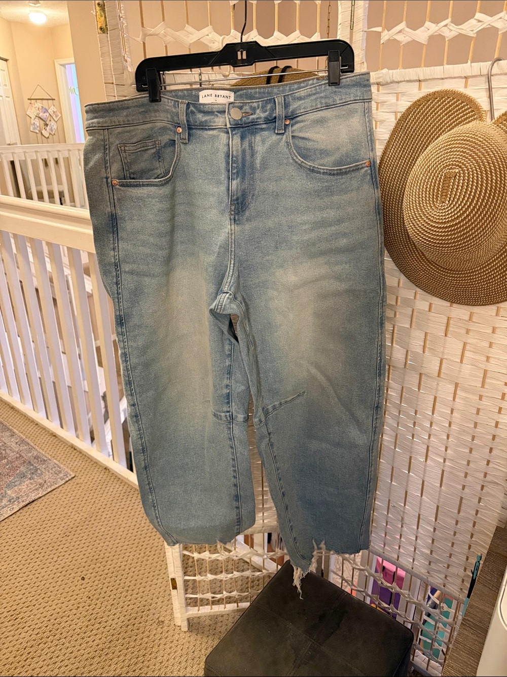 Lane Bryant Light Blue Cropped Barrel Straight Jeans